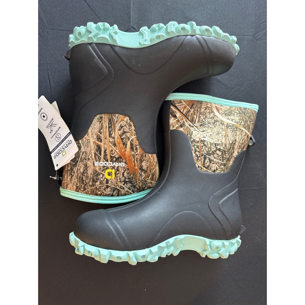 Drycode Womens Rubber Boots Camo Green Mint Cleated Waterproof Insulated Size 7 - Picture 13 of 16